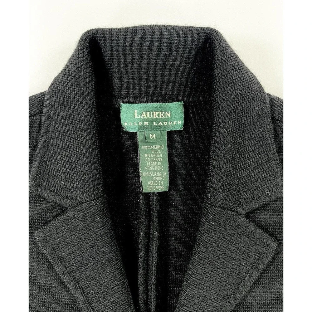 Vintage 90s Lauren Ralph Lauren Wool Sweater Blazer Equestrian Jacket Womens M